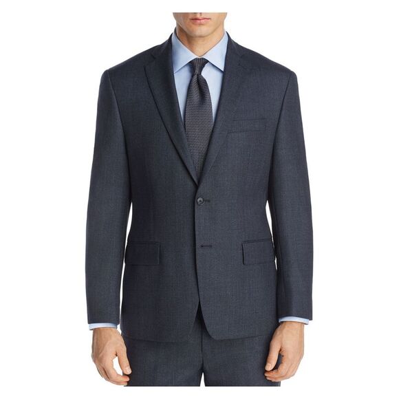 MICHAEL KORS Mens Melange Birdseye Navy Single Breasted Classic Fit Blazer 40L
